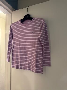 Ralph Lauren Lilac and White Striped Long-Sleeve Tee Size XS/S